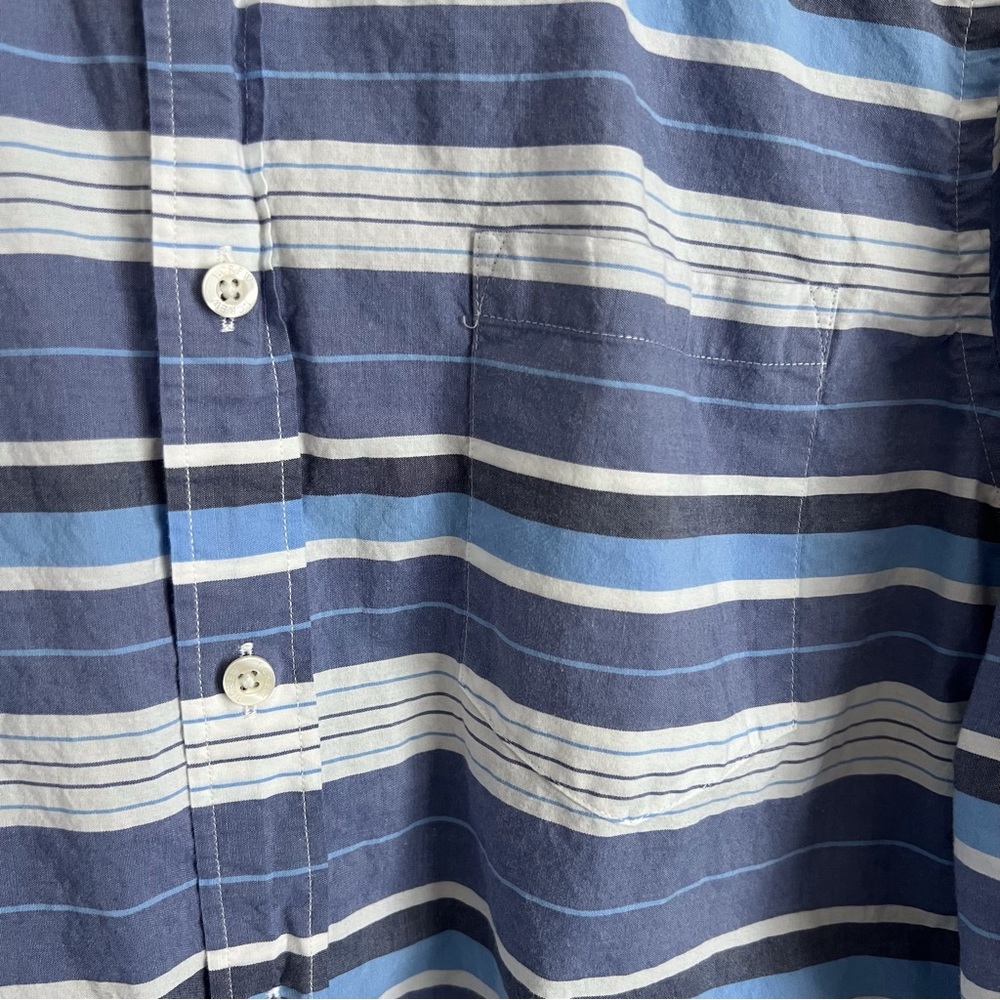 LAST CALL SALE! J Crew Men’s Large Blue White Stripe Button Down Collard Shirt - Picture 4 of 8